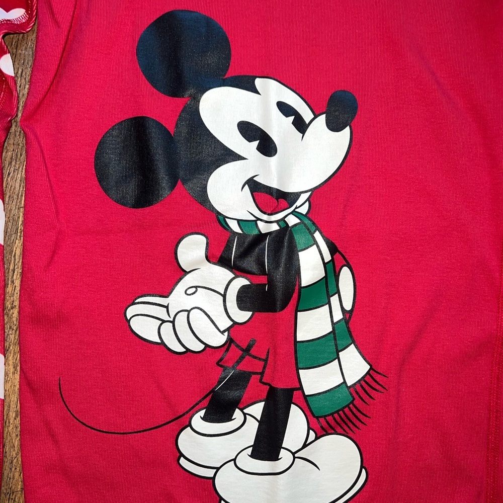 Hanna Andersson Mickey Mouse Red and Green Pajama Set Kids Size 12 (150cm) - Picture 2 of 6
